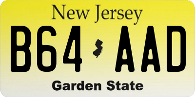 NJ license plate B64AAD