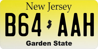 NJ license plate B64AAH