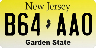 NJ license plate B64AAO