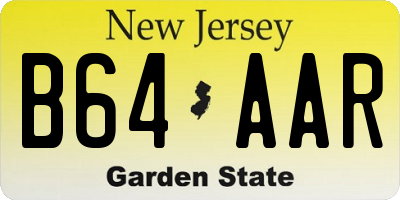 NJ license plate B64AAR