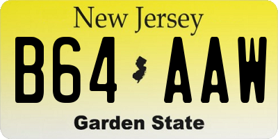 NJ license plate B64AAW