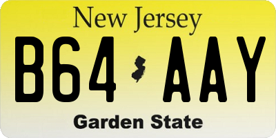 NJ license plate B64AAY