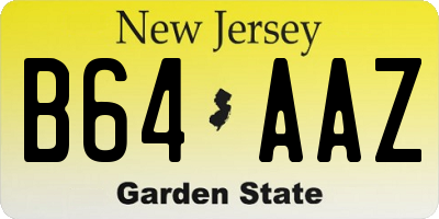 NJ license plate B64AAZ
