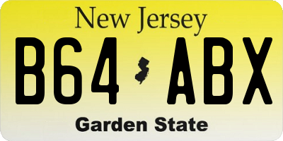 NJ license plate B64ABX
