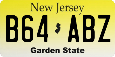 NJ license plate B64ABZ