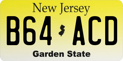 NJ license plate B64ACD