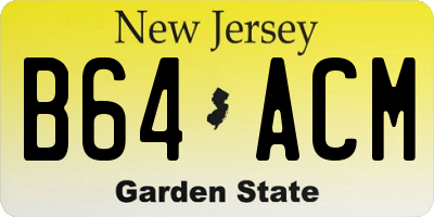 NJ license plate B64ACM