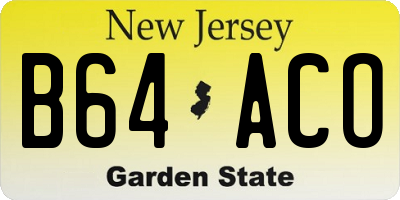 NJ license plate B64ACO