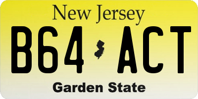 NJ license plate B64ACT