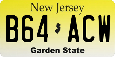NJ license plate B64ACW