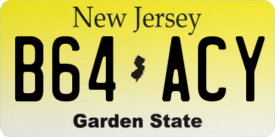 NJ license plate B64ACY