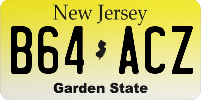 NJ license plate B64ACZ
