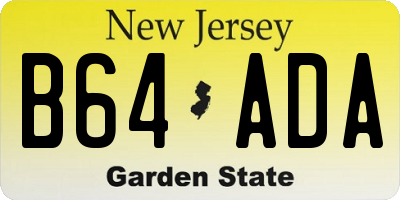NJ license plate B64ADA