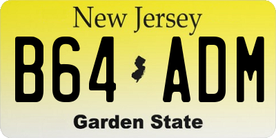 NJ license plate B64ADM
