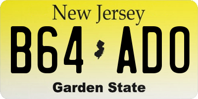NJ license plate B64ADO