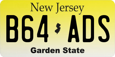 NJ license plate B64ADS