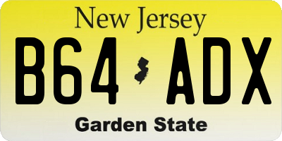 NJ license plate B64ADX