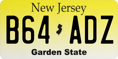 NJ license plate B64ADZ
