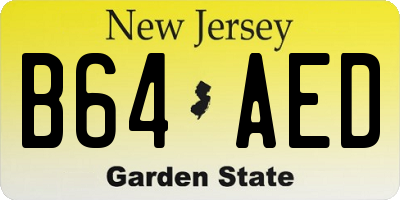 NJ license plate B64AED