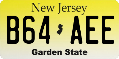 NJ license plate B64AEE