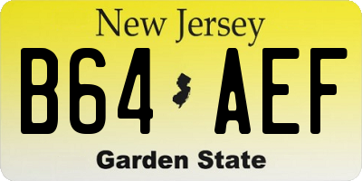 NJ license plate B64AEF
