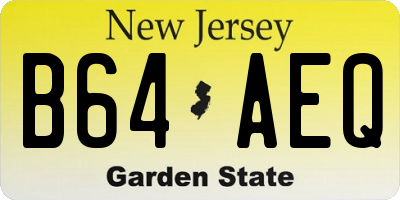 NJ license plate B64AEQ