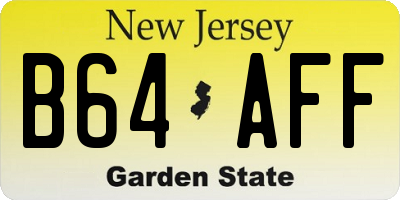 NJ license plate B64AFF