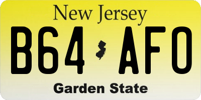NJ license plate B64AFO