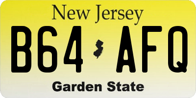 NJ license plate B64AFQ