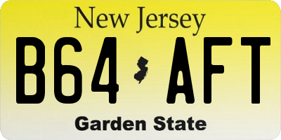 NJ license plate B64AFT
