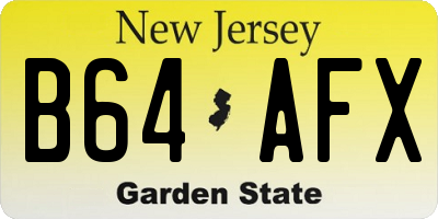 NJ license plate B64AFX