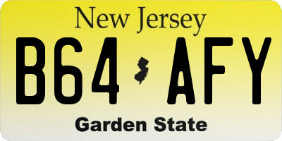 NJ license plate B64AFY