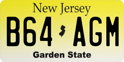 NJ license plate B64AGM