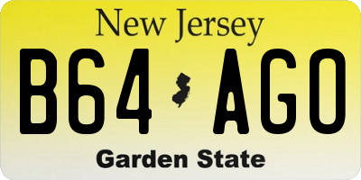 NJ license plate B64AGO