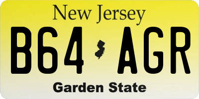 NJ license plate B64AGR