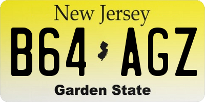 NJ license plate B64AGZ