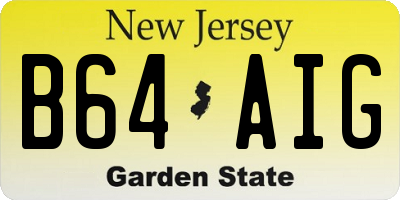 NJ license plate B64AIG