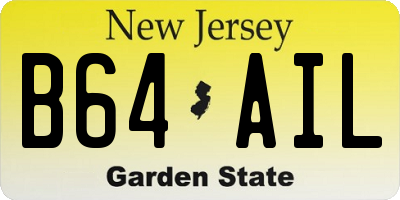 NJ license plate B64AIL