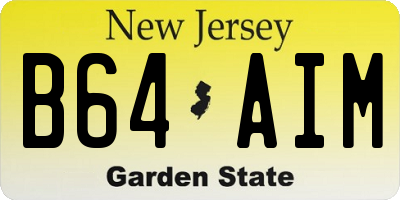NJ license plate B64AIM
