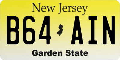 NJ license plate B64AIN