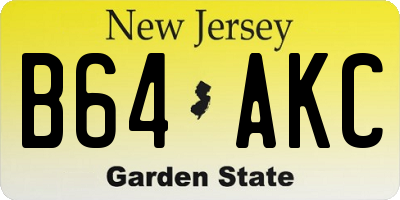 NJ license plate B64AKC