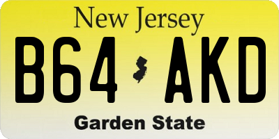 NJ license plate B64AKD