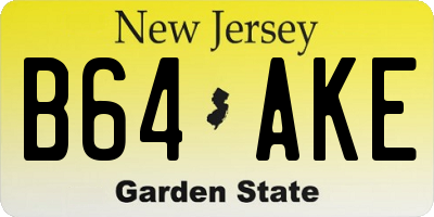 NJ license plate B64AKE