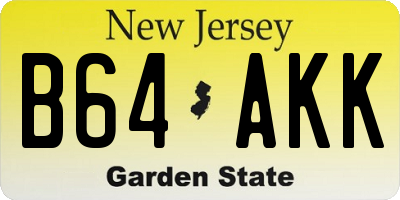 NJ license plate B64AKK
