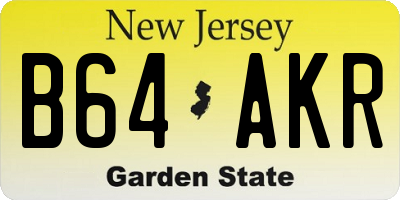 NJ license plate B64AKR