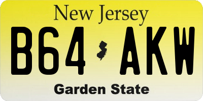 NJ license plate B64AKW