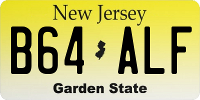 NJ license plate B64ALF