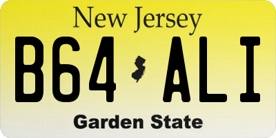 NJ license plate B64ALI