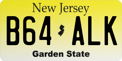 NJ license plate B64ALK