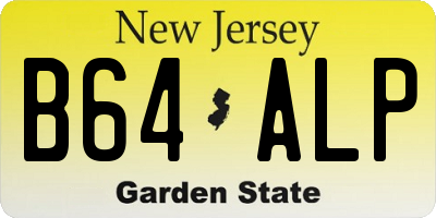 NJ license plate B64ALP
